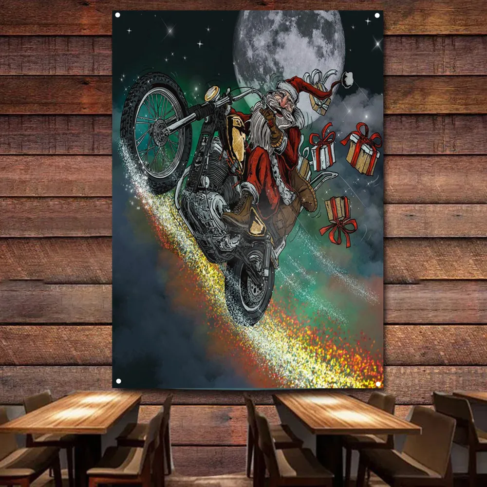 Auto Repair Shop Banners - Babbo Natale che cavalca una motocicletta