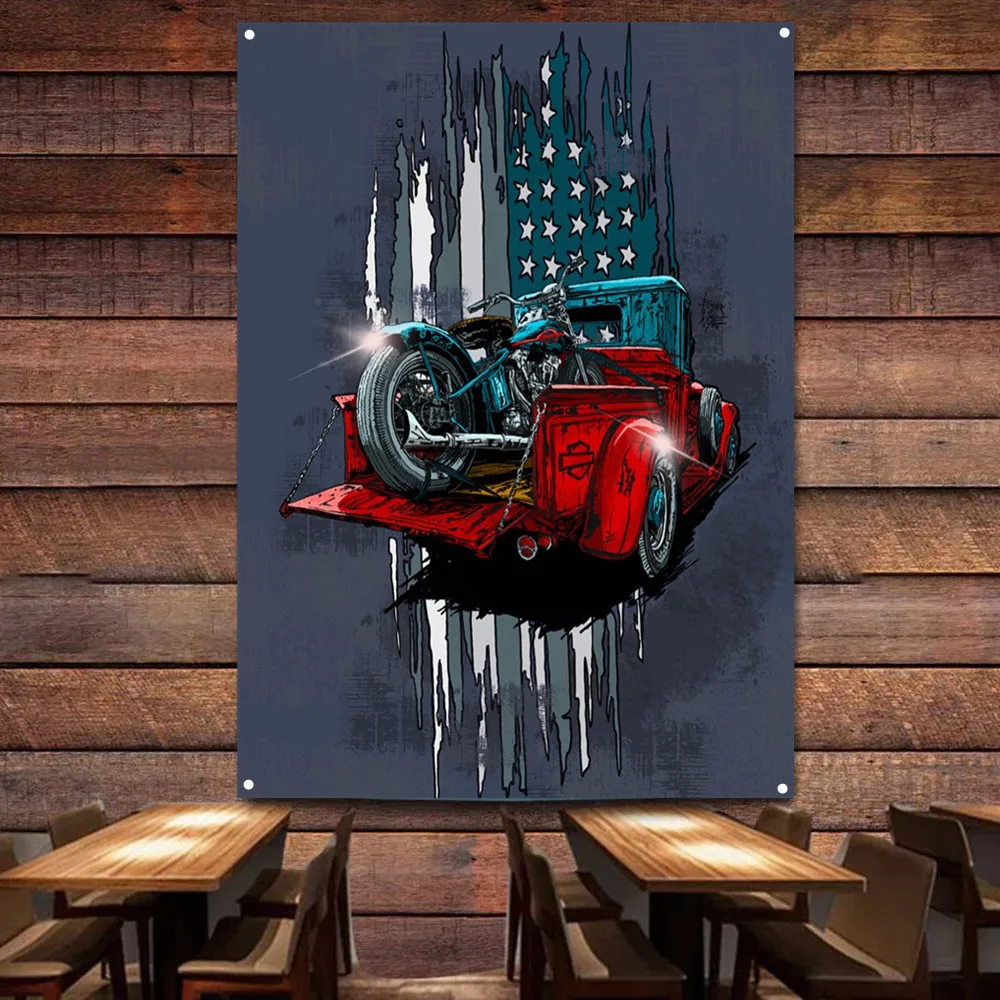 Auto Repair Shop Banners - Moto su auto Art Poster Appeso